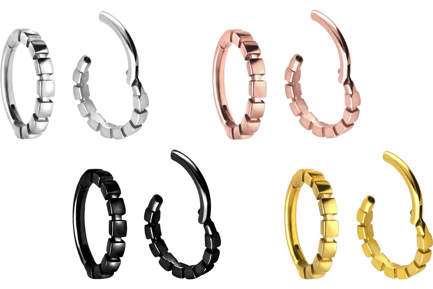 Surgical steel segment ring clicker BLOCK DESIGN