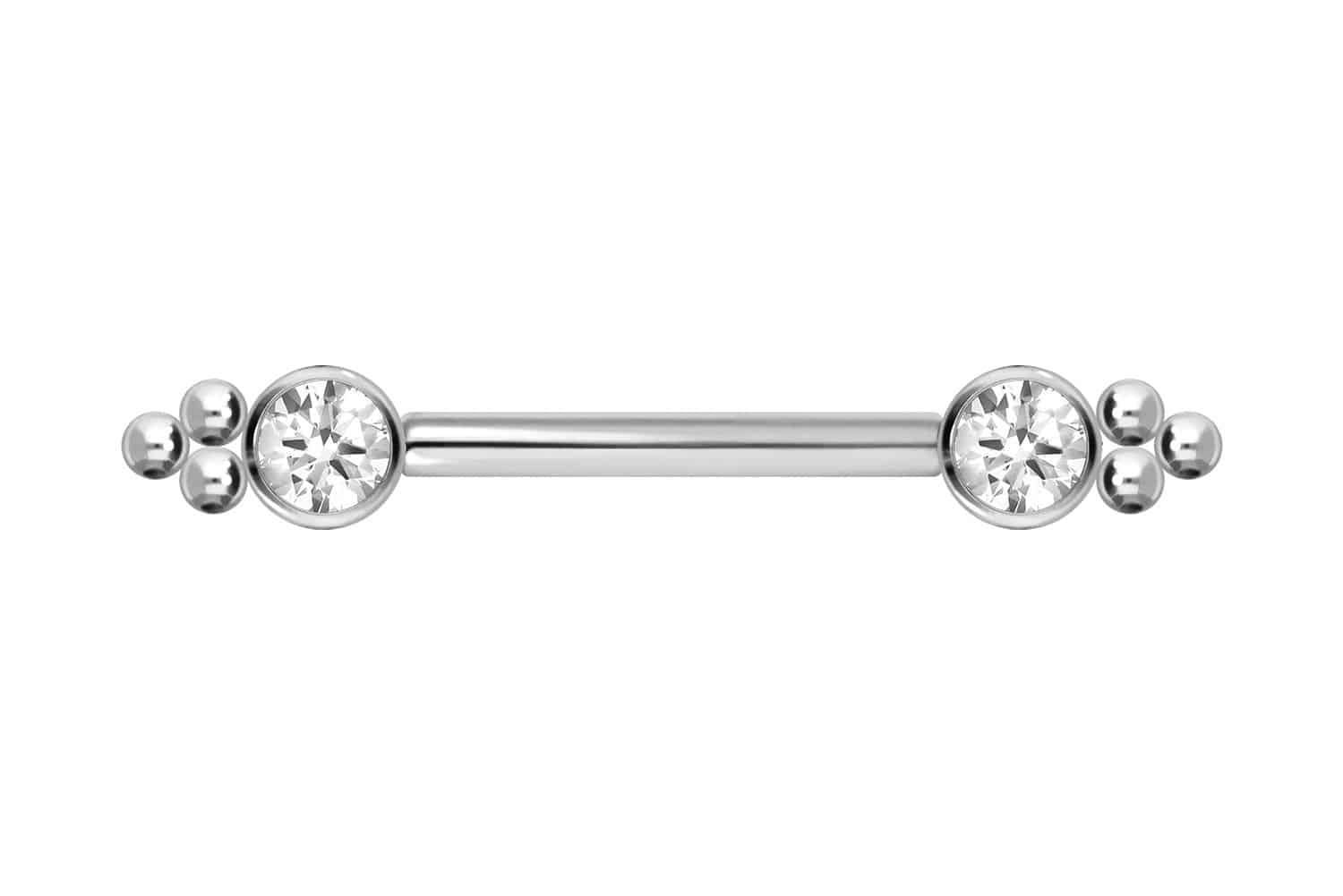 Titanium barbell with push fit CRYSTAL + SPHERICAL TRIANGLE
