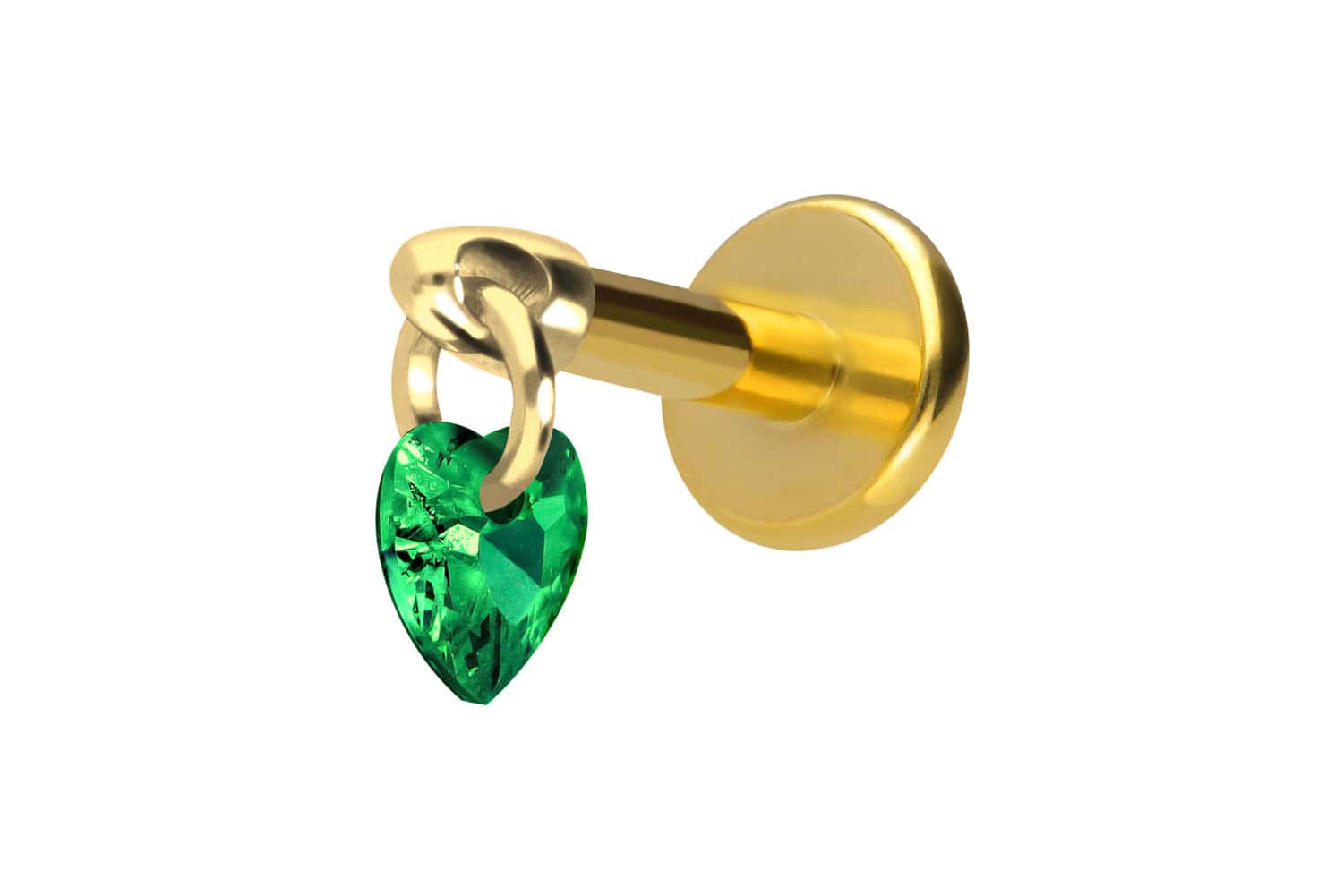 Titanium labret with internal thread CRYSTAL HEART