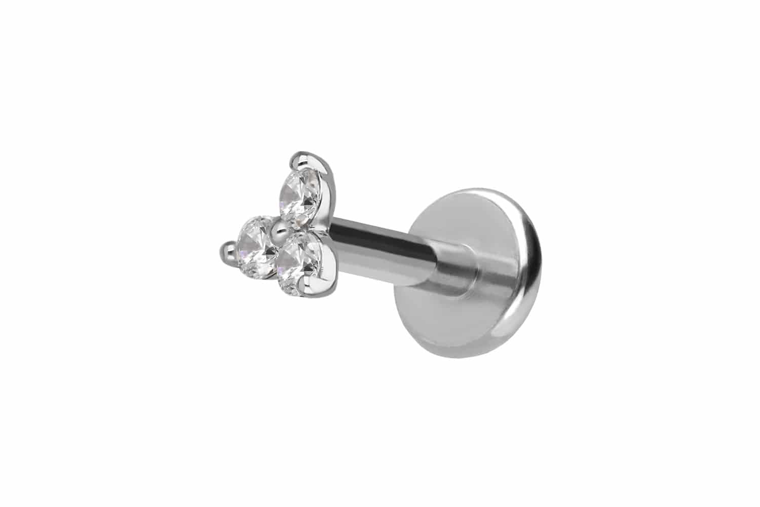 Titanium labret with internal thread + 925 silver attachment MOISSANITE FLOWER