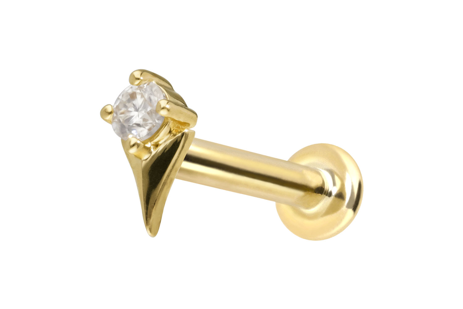 14 carat gold labret with push fit MOISSANITE + ARROWHEAD