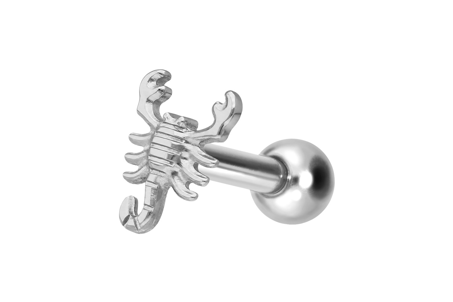 Titanium ear piercing with internal thread SCORPION