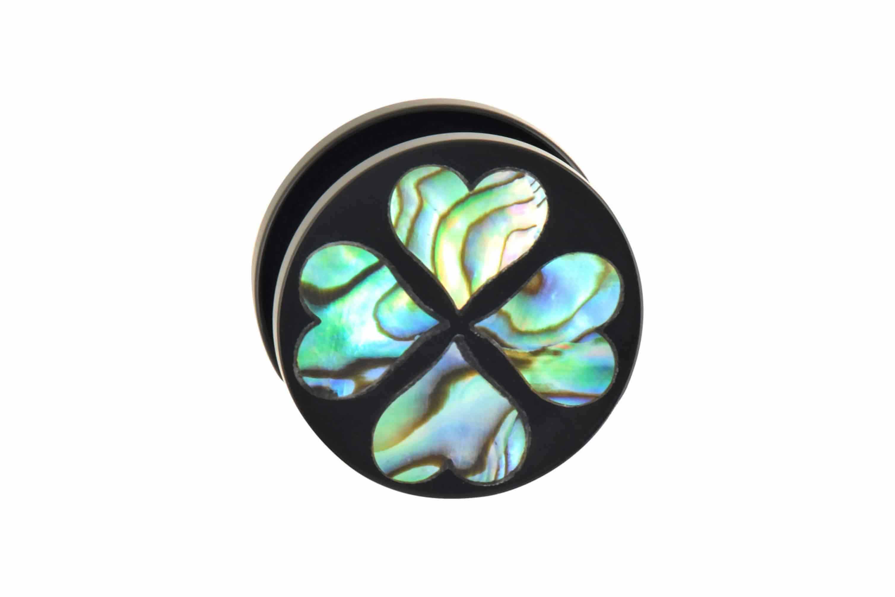 Acrylic plug with abalone shell FOUR HEARTS ++SALE++
