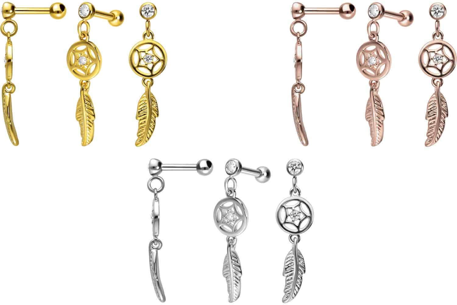 Surgical steel ear piercing DREAMCATCHER