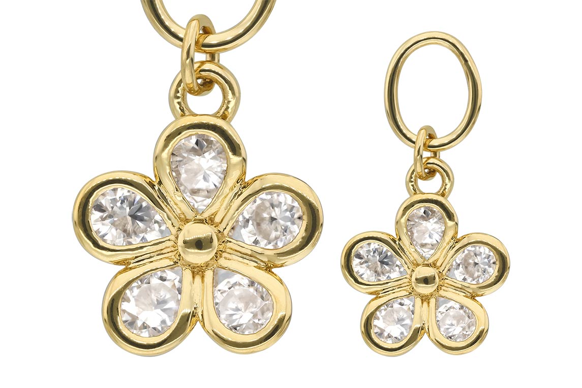 18 carat gold pendant for clickers MOISSANITE FLOWER