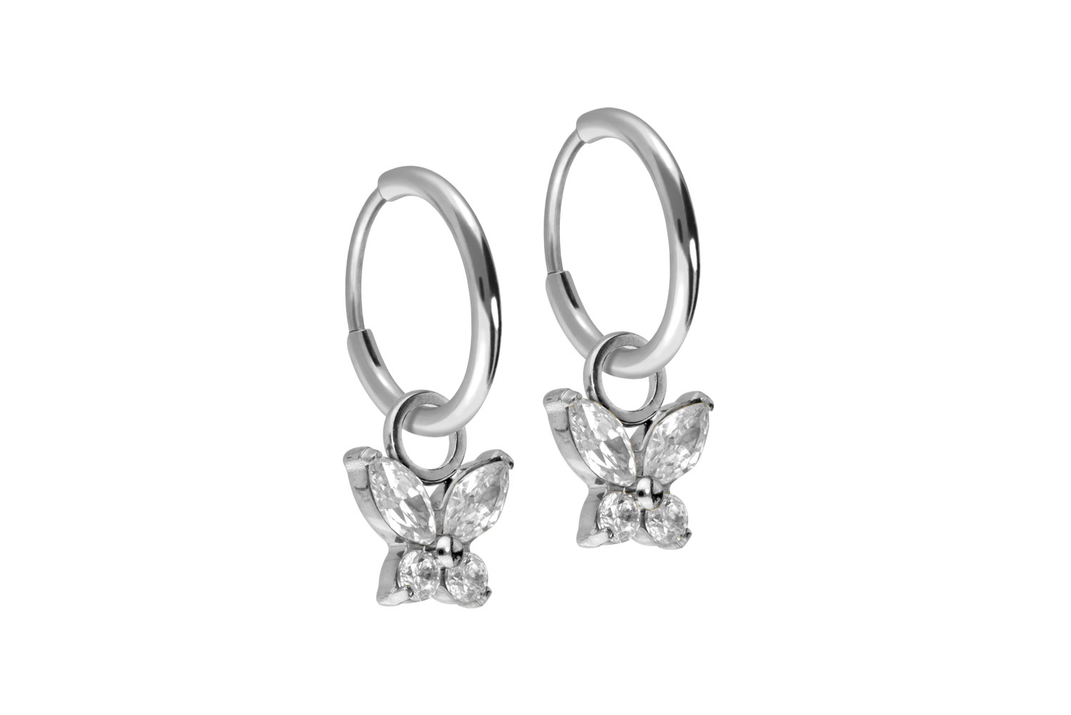 Titanium ear clicker creoles CRYSTAL BUTTERFLY Titanium ear clicker creoles CRYSTAL BUTTERFLY