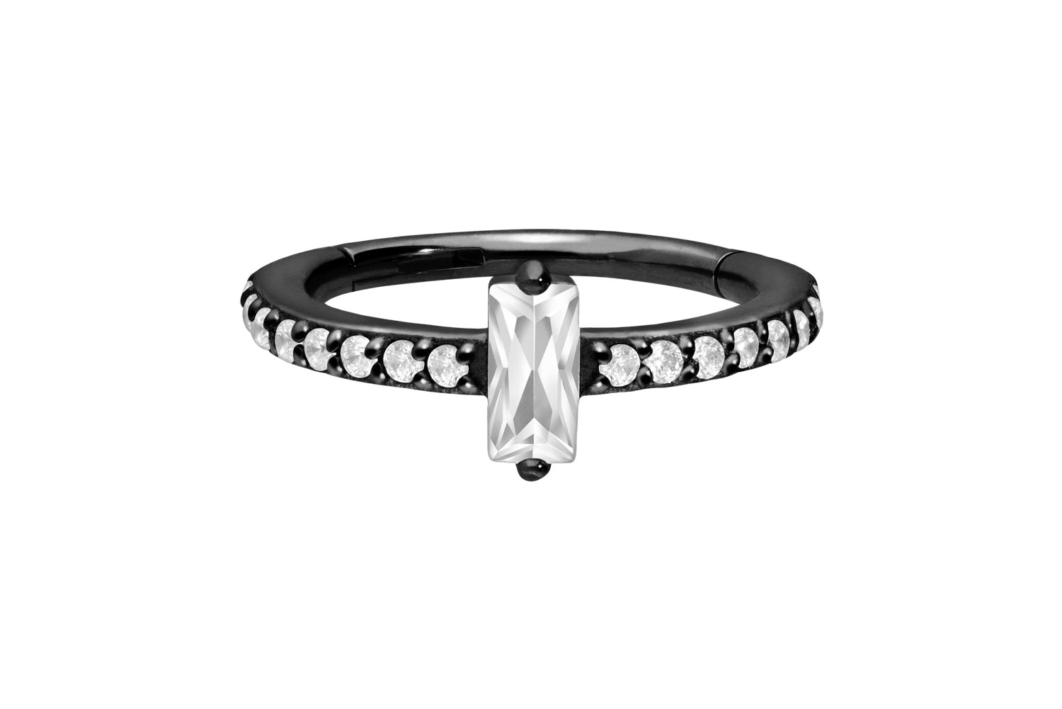 Chirurgenstahl Segmentring Clicker KRISTALLRECHTECK + EINGEFASSTE KRISTALLE ++SALE++