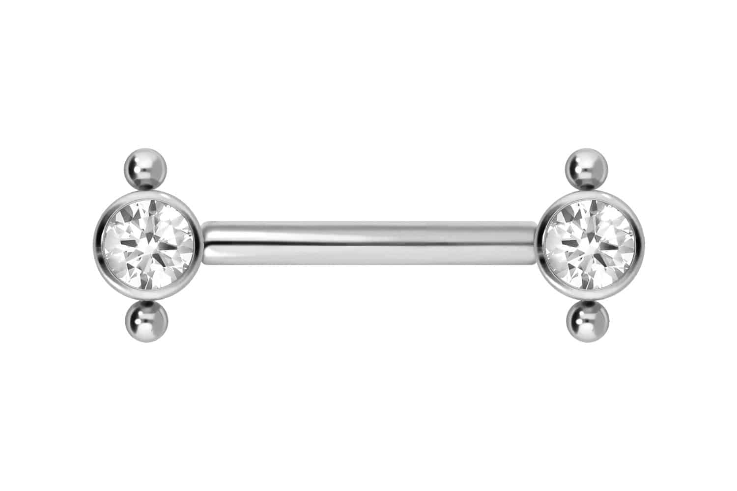 Titanium barbell with push fit CRYSTAL + 2 BALLS