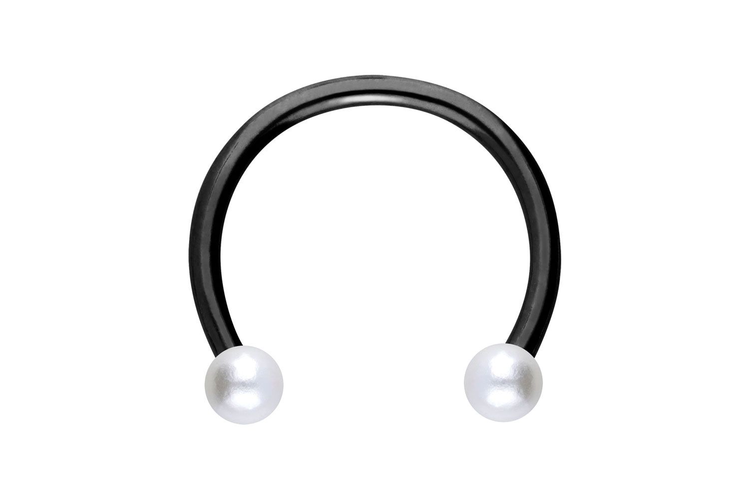 Titanium circular barbell SYNTHETIC PEARLS