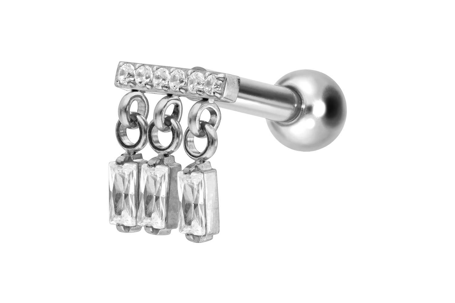 Titanium ear piercing with internal thread WIND CHIME