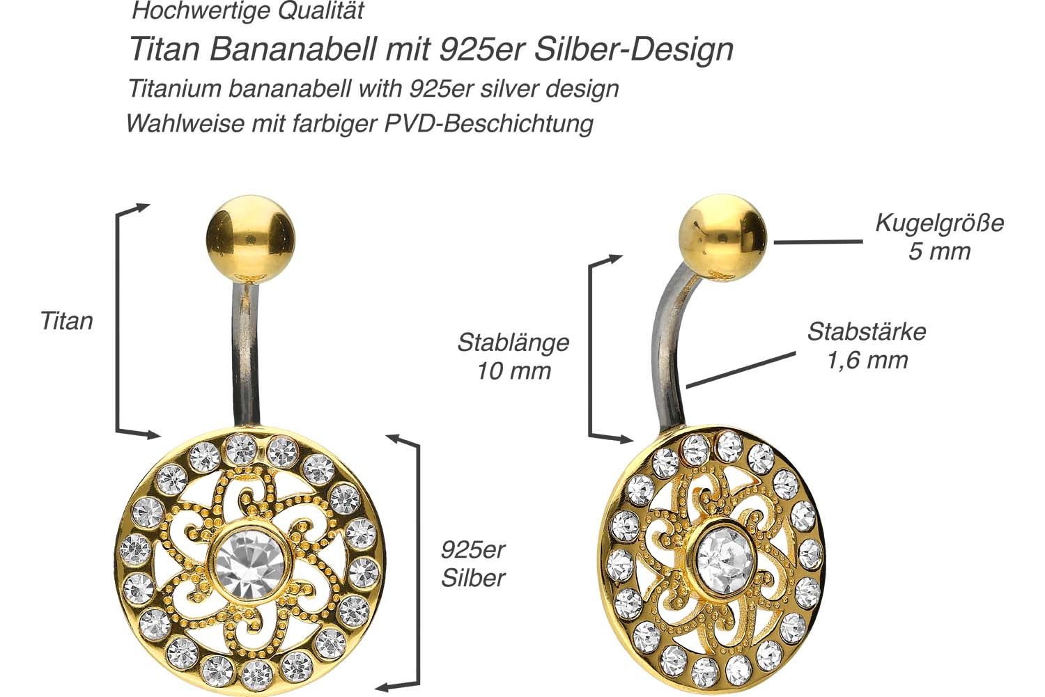 Titanium bananabell with 925 silver design MANDALA