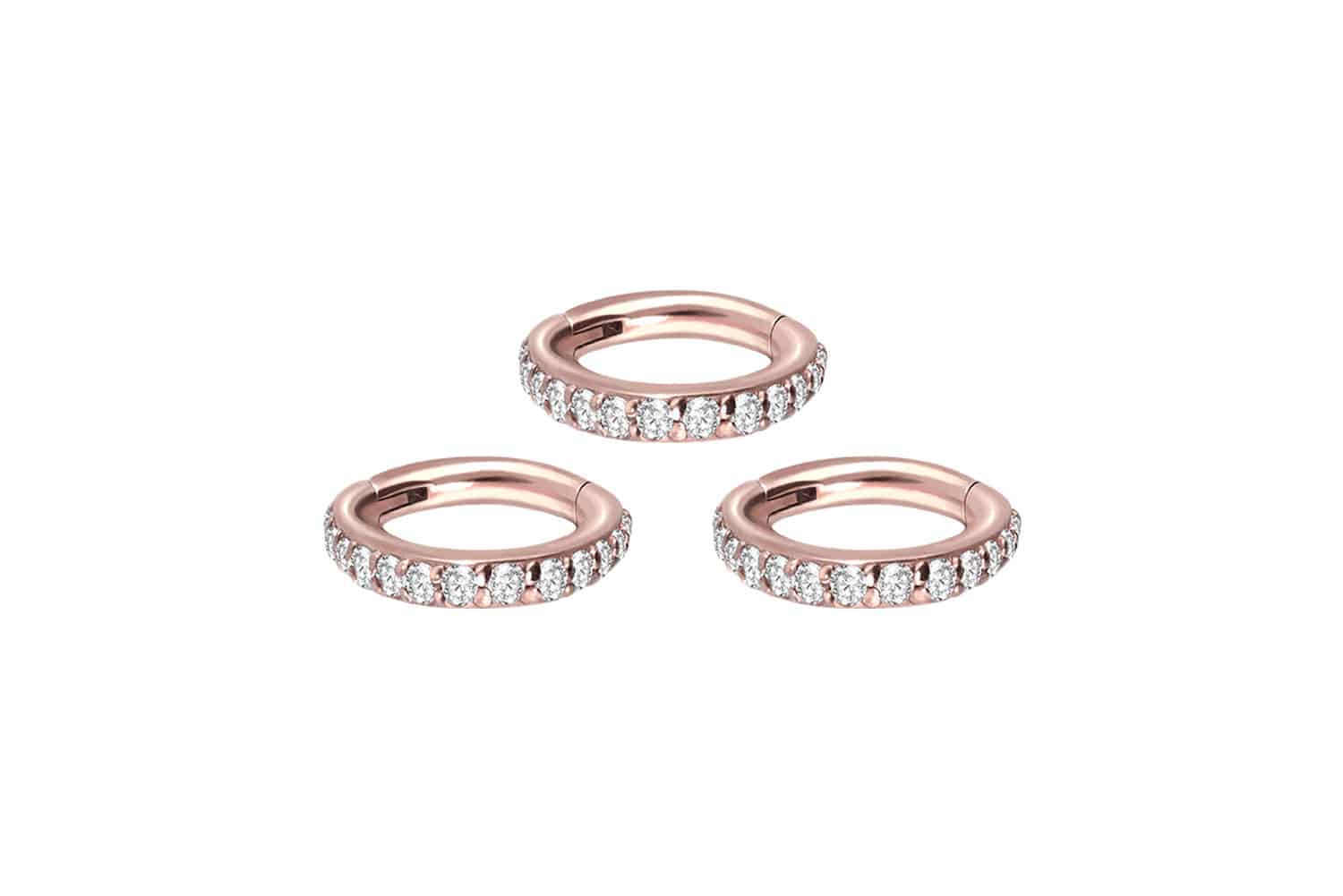 SET Chirurgenstahl Segmentring Clicker EINGEFASSTE KRISTALLE ++Neues Design++
