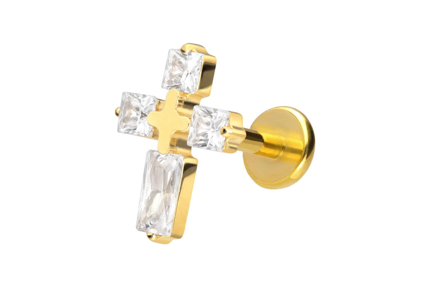 Titanium labret with push fit CRYSTAL CROSS