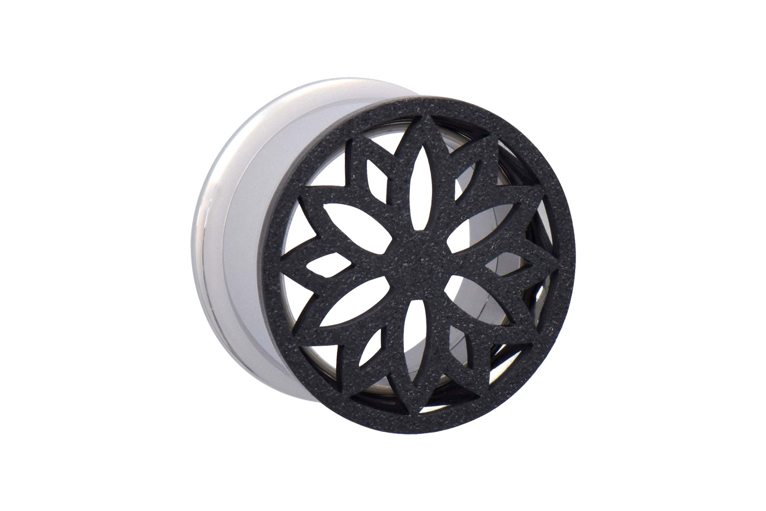 Surgical steel double flared tunnel MANDALA + DIAMOND LOOK ++SALE++