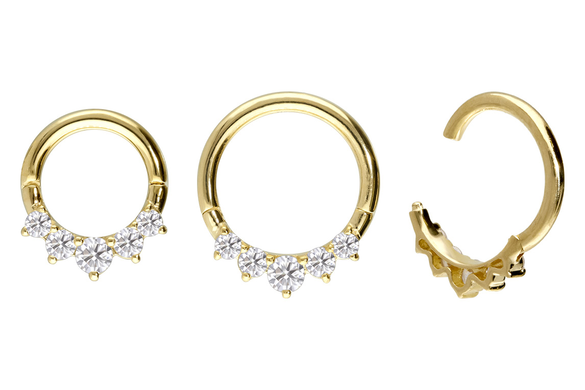 14/18 Karat Gold Segmentring Clicker 5 EINGEFASSTE MOISSANITE