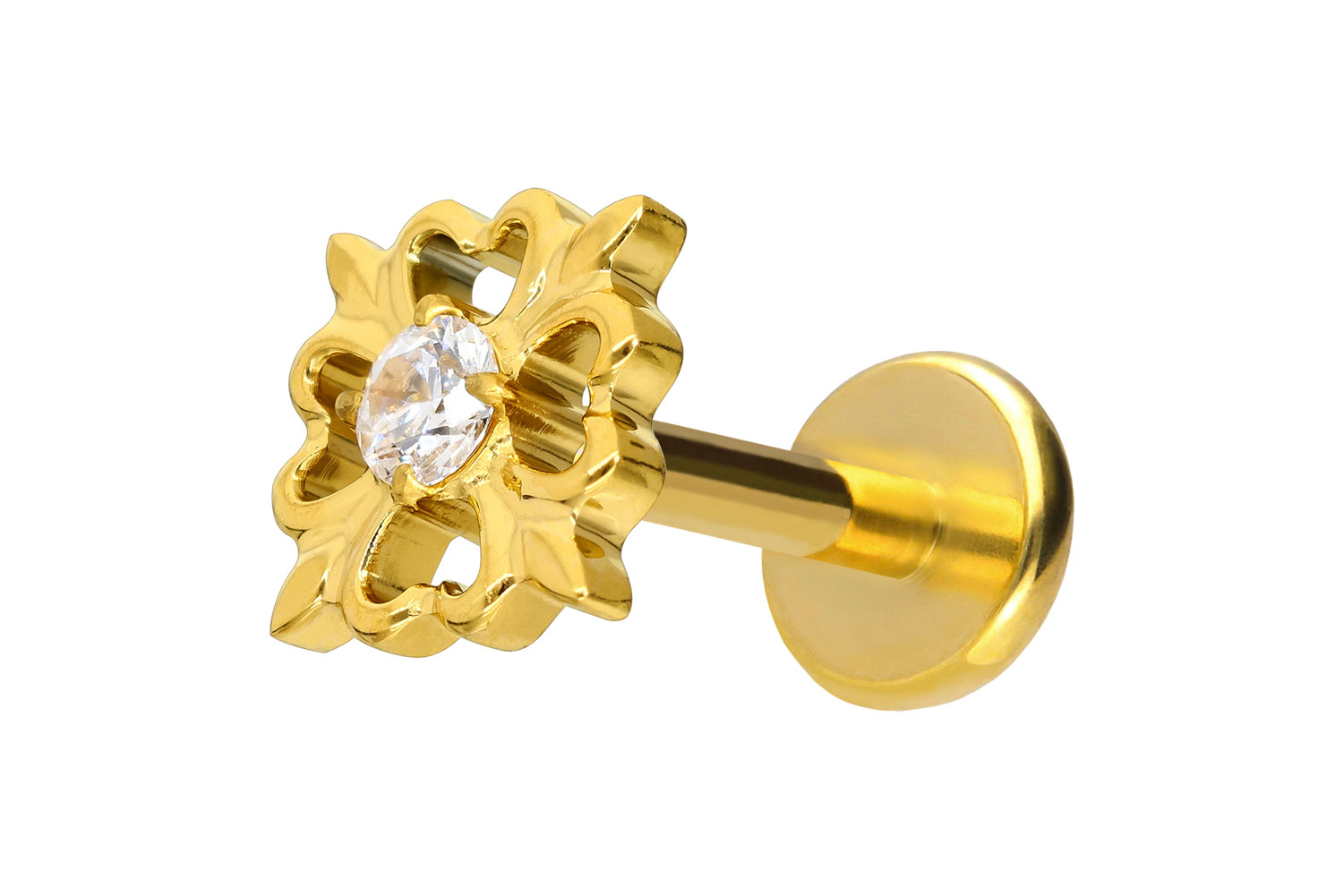 Titanium labret with push fit CLOVER LEAF