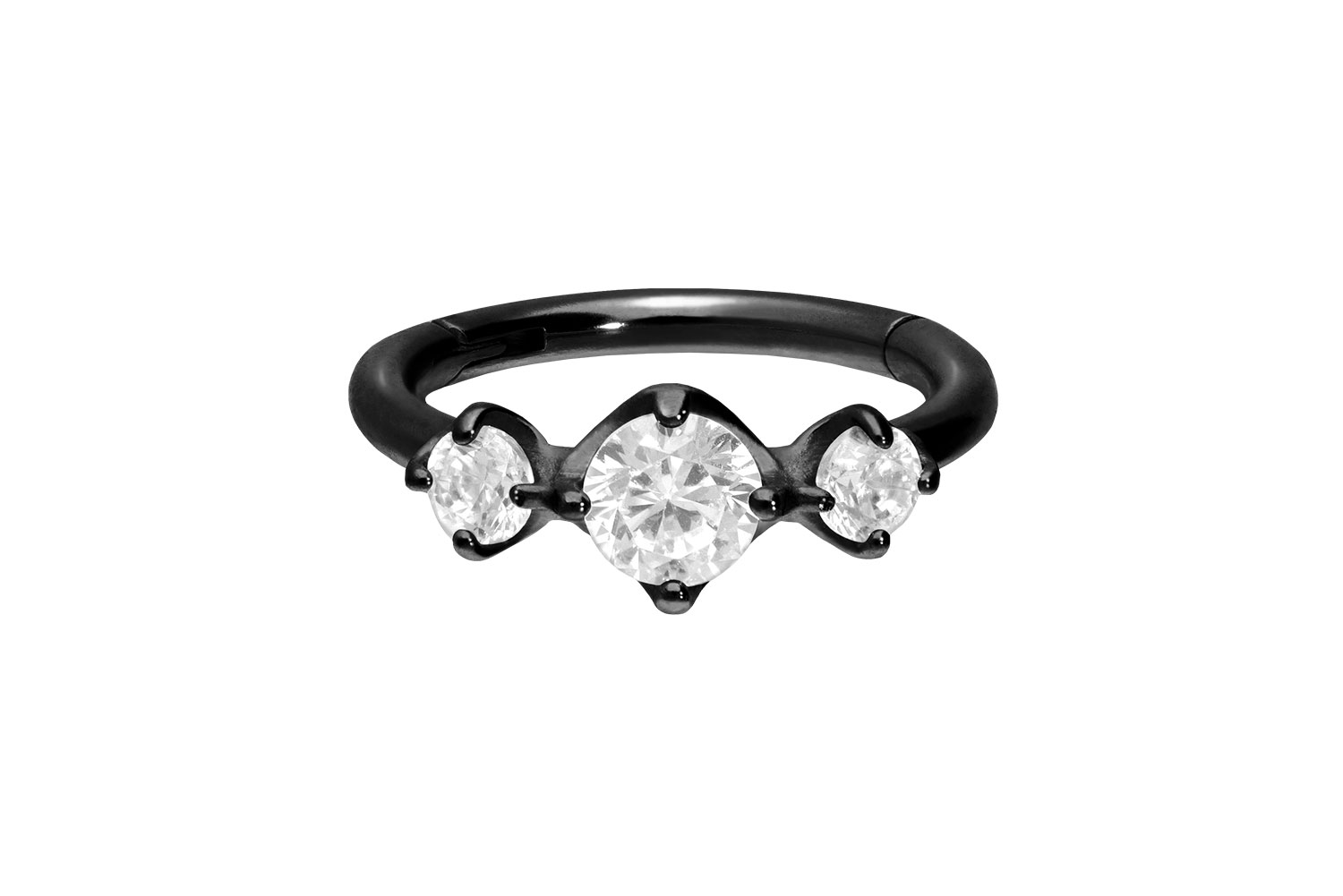 Chirurgenstahl Segmentring Clicker 3 EINGEFASSTE KRISTALLE