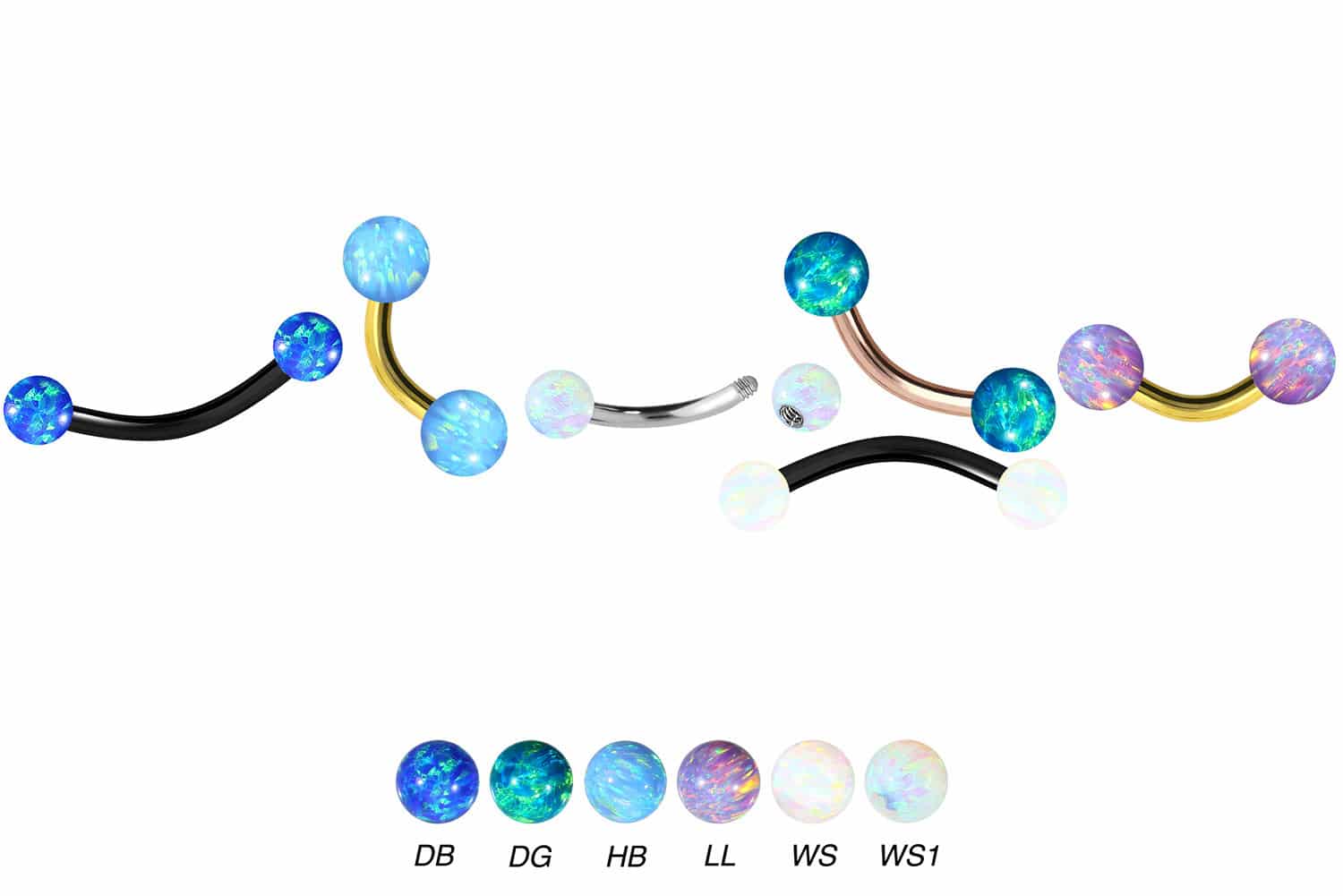 Surgical steel banana SYNTHETIC OPAL