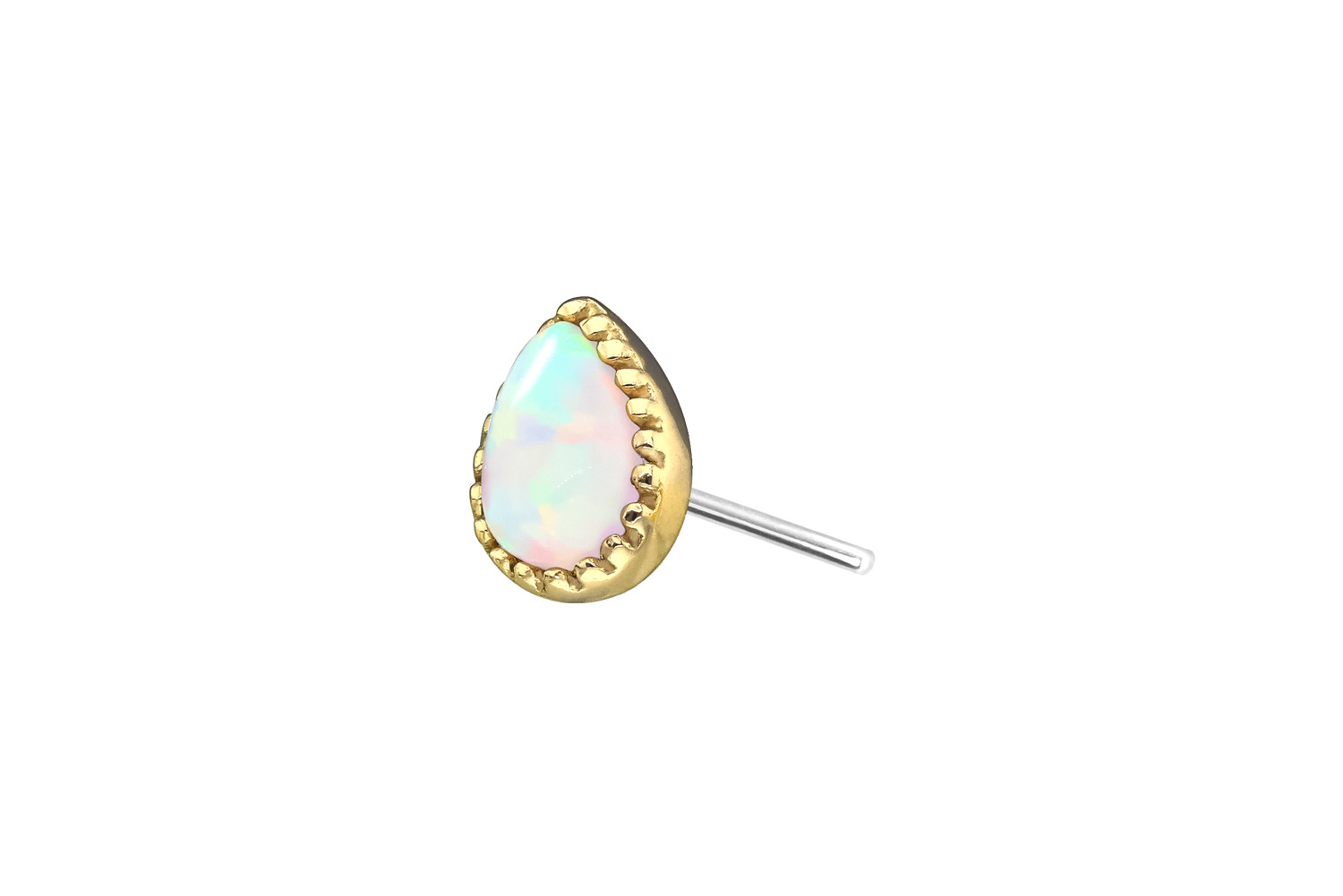 14 carat gold attachment with titanium push pin SYNTHETIC OPAL DROP