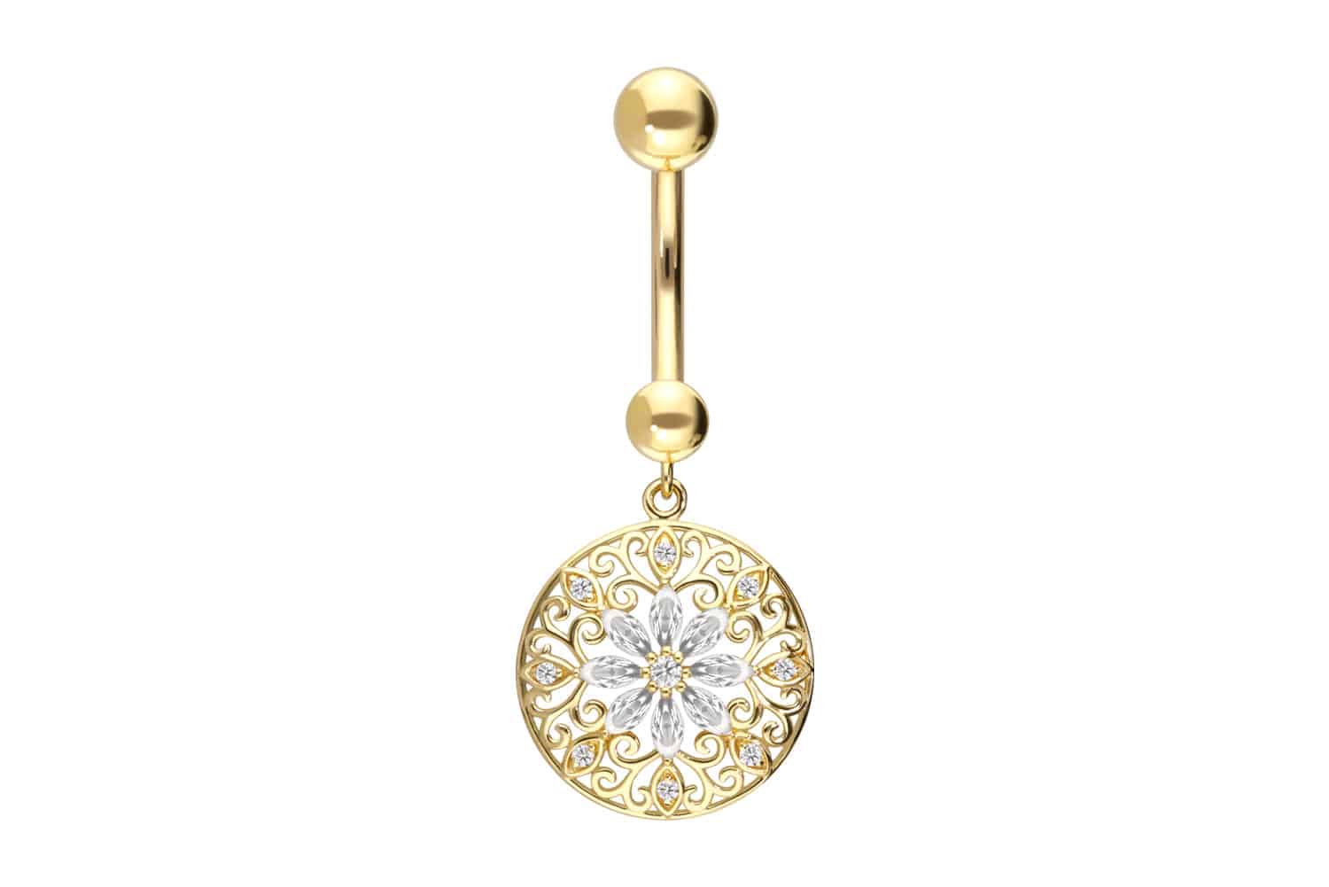 18 Karat Gold Bananabell MOISSANIT-BLUME + MANDALA