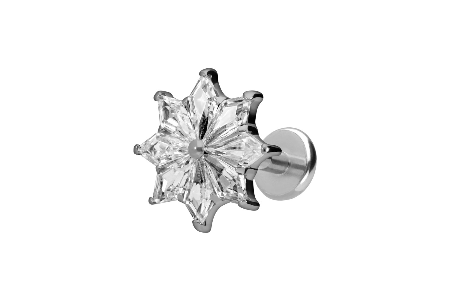 Titanium labret with push fit CRYSTAL STAR