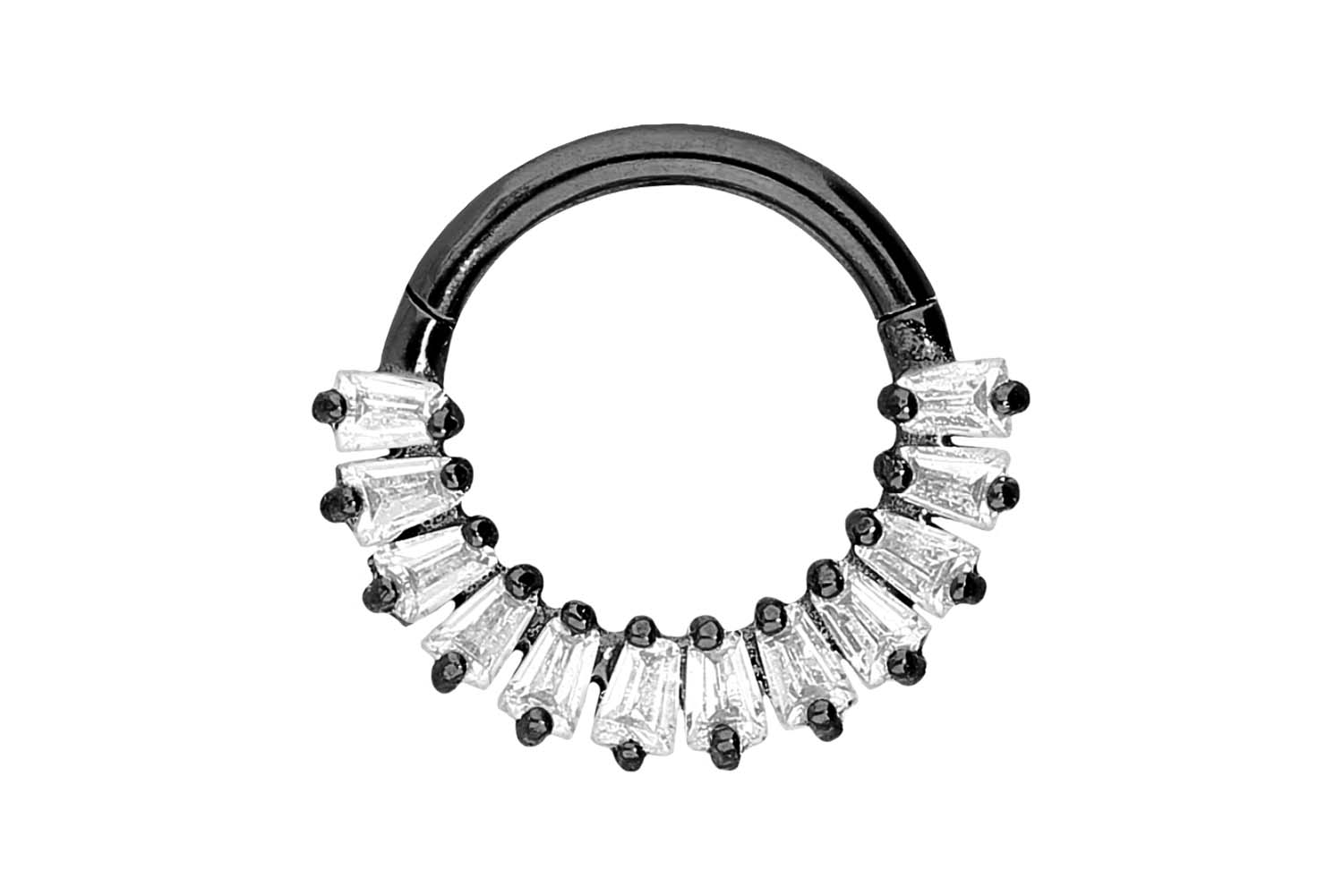 Surgical steel segment ring clicker 12 SETTED CRYSTALS