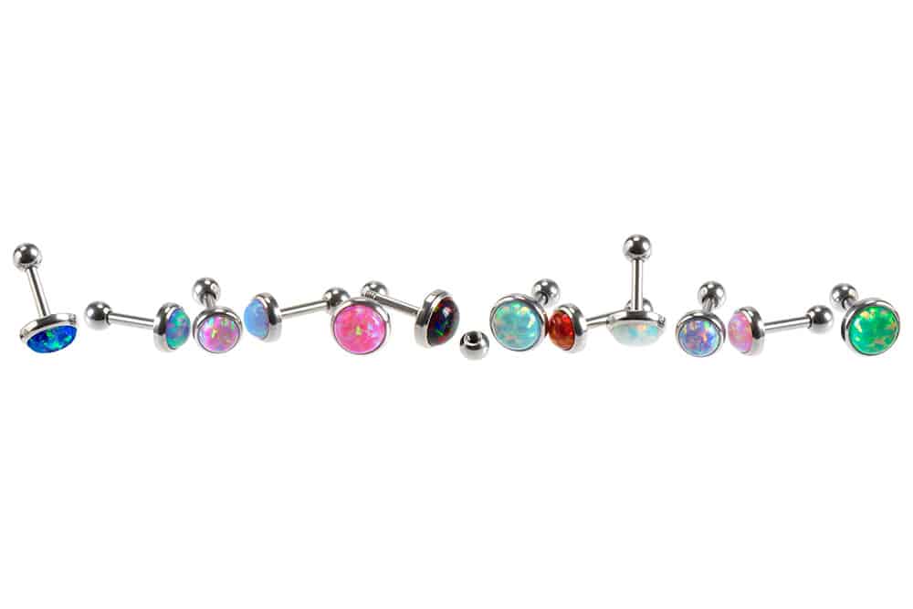 Surgical steel ear piercing SYNTHETIC OPAL ++SALE++