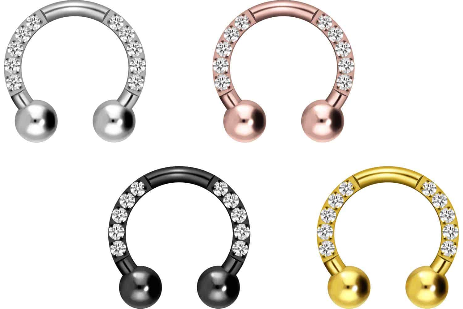 Titanium circular barbell SETTED CRYSTALS