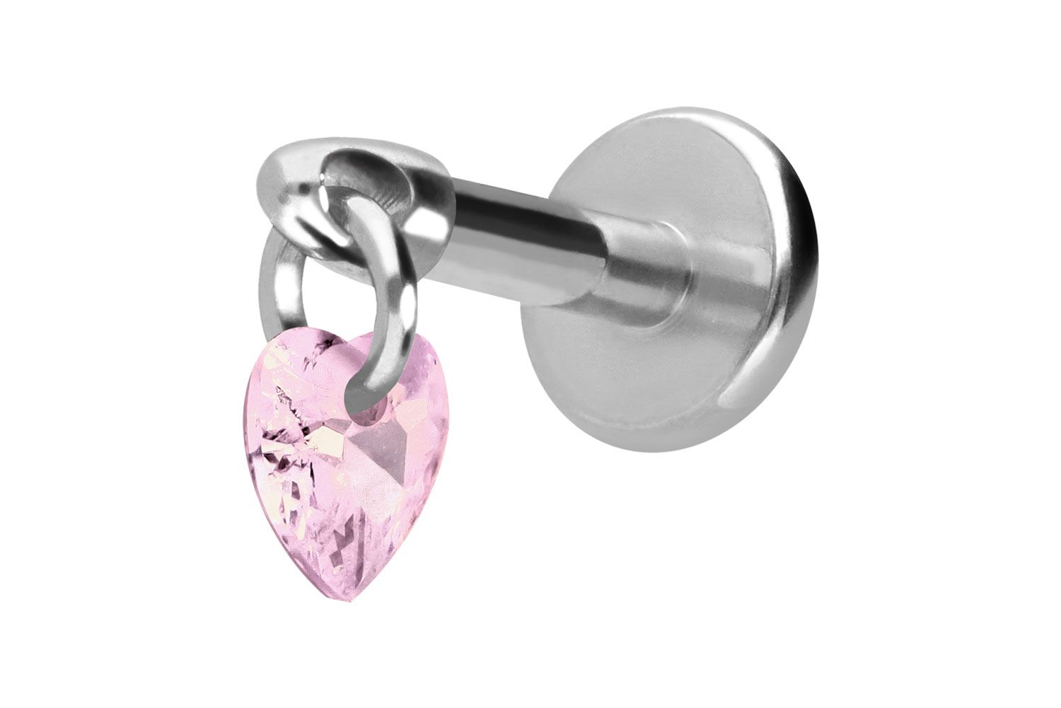 Titanium labret with internal thread CRYSTAL HEART