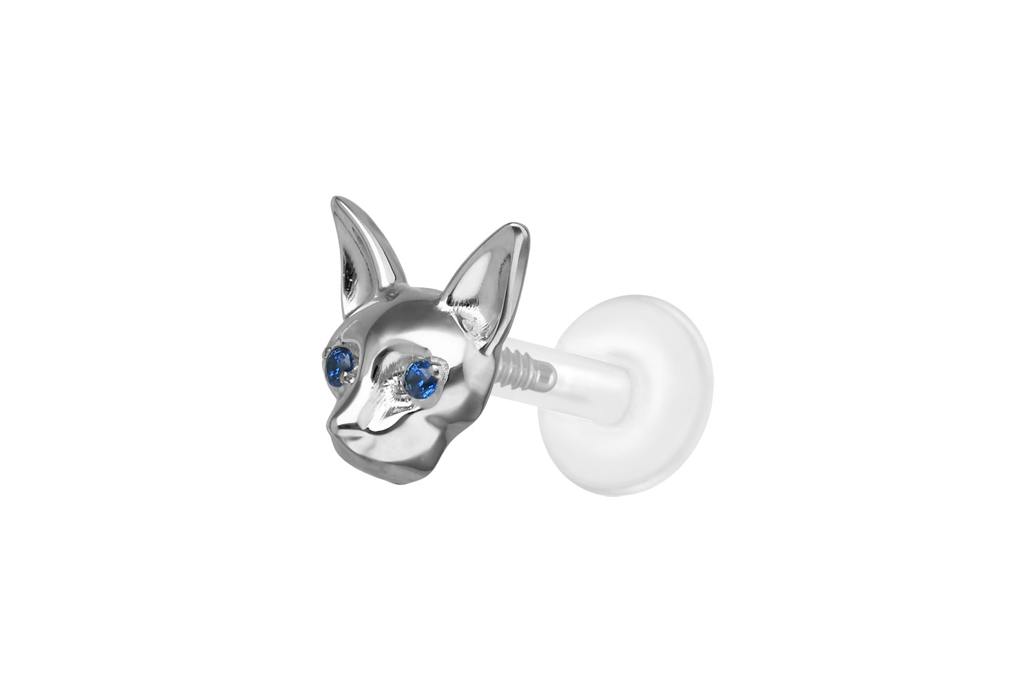 PTFE Labret mit Innengewinde + Titan-Aufsatz KATZE