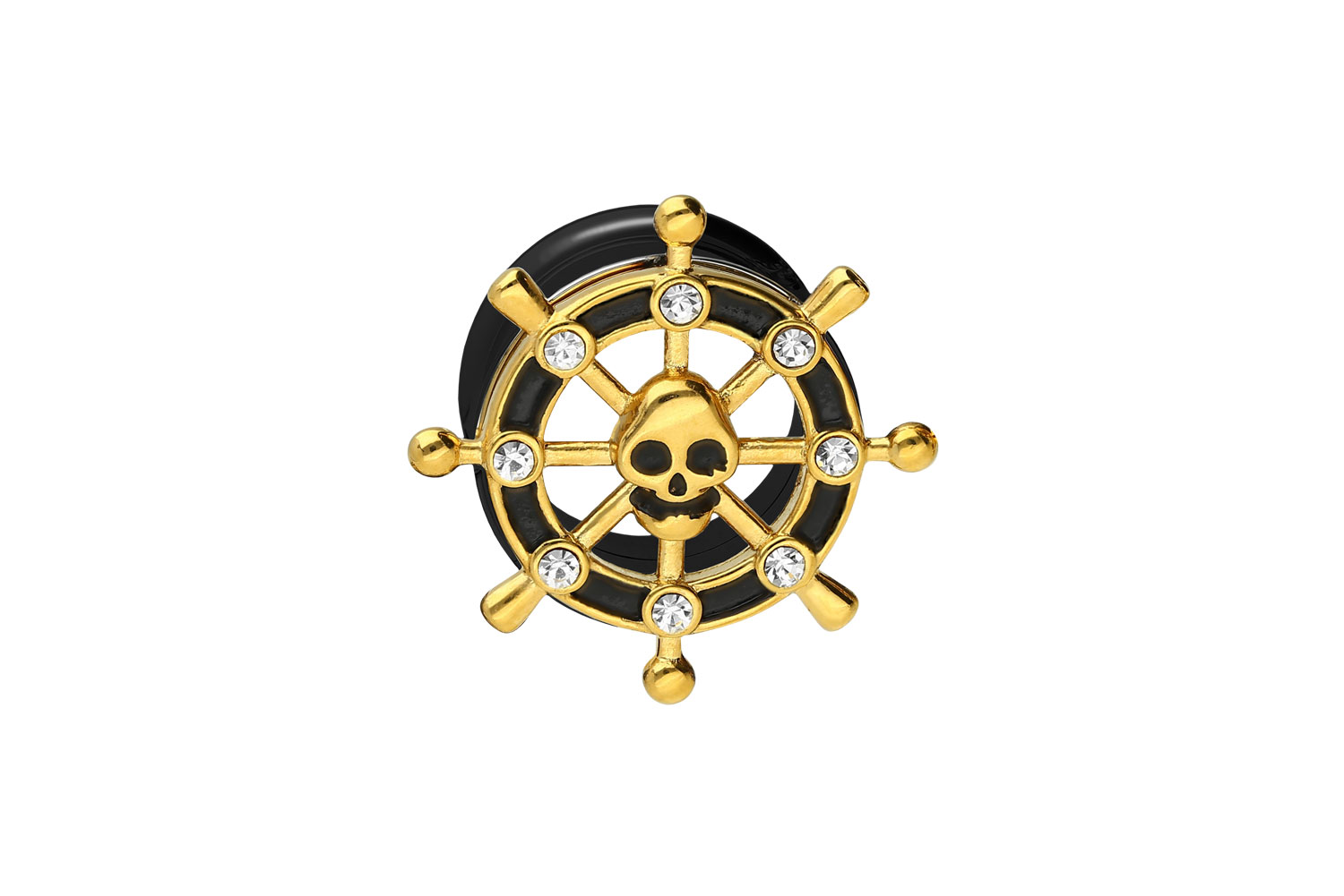 Surgical steel double flared tunnel STEERING WHEEL + SKULL SALE ++SALE++