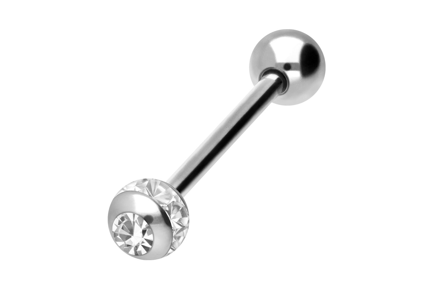 Titanium barbell EPOXY RING BALL + CRYSTAL + TITANIUM BALL
