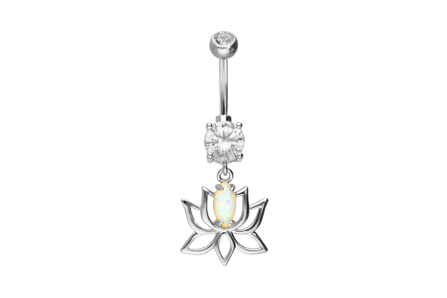 Titan Bananabell mit 925er Silber-Design LOTUSBLÜTE + SYNTHETISCHER OPAL