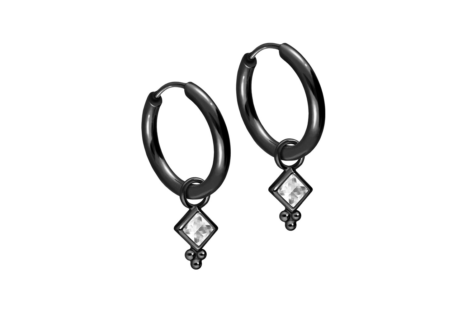 Chirurgenstahl Ohrclicker Creolen KRISTALLQUADRAT + KUGELN