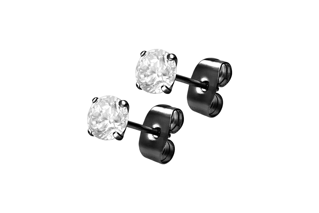 Surgical steel ear studs SETTED CRYSTAL