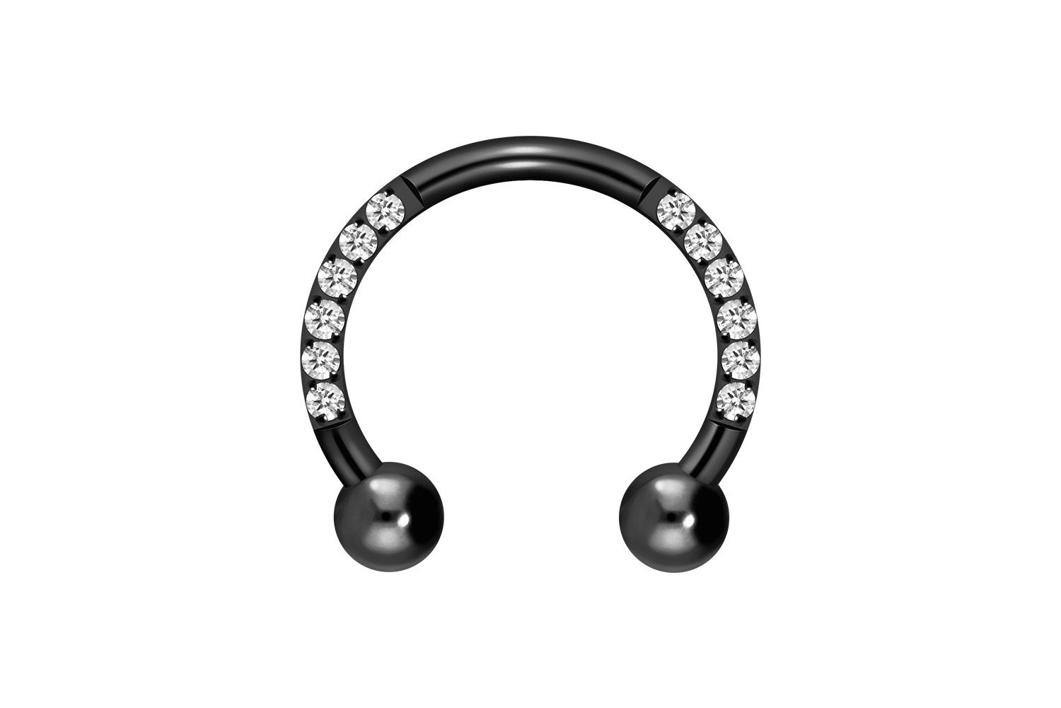 Titanium circular barbell SETTED CRYSTALS