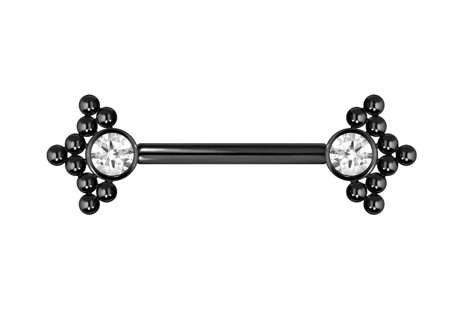 Titan Barbell mit Push Fit KRISTALL + 3 KUGELDREIECKE Titan Barbell mit Push Fit KRISTALL + 3 KUGELDREIECKE