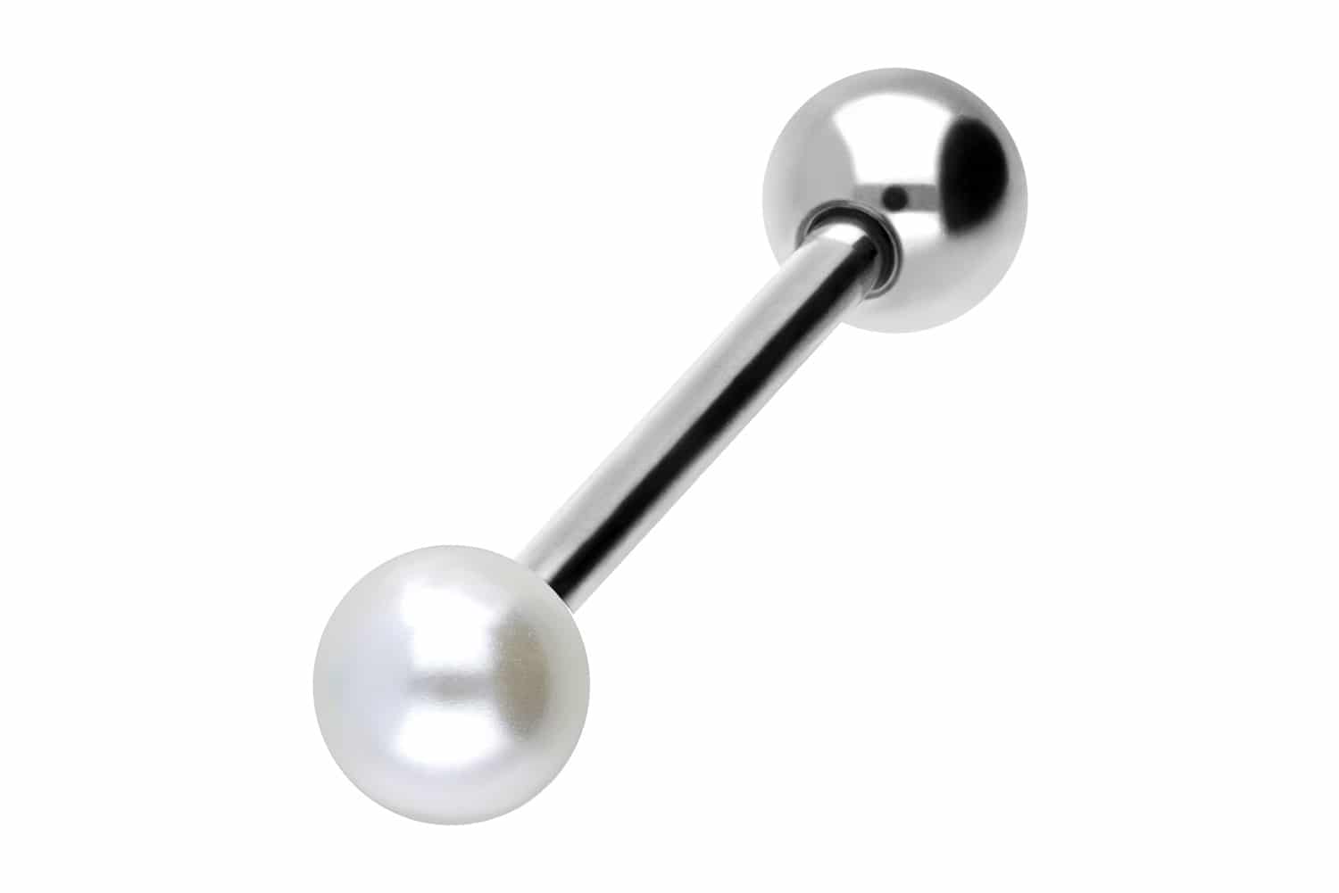 Surgical steel barbell SYNTHETIC PEARL + SURGICAL STEEL BALL