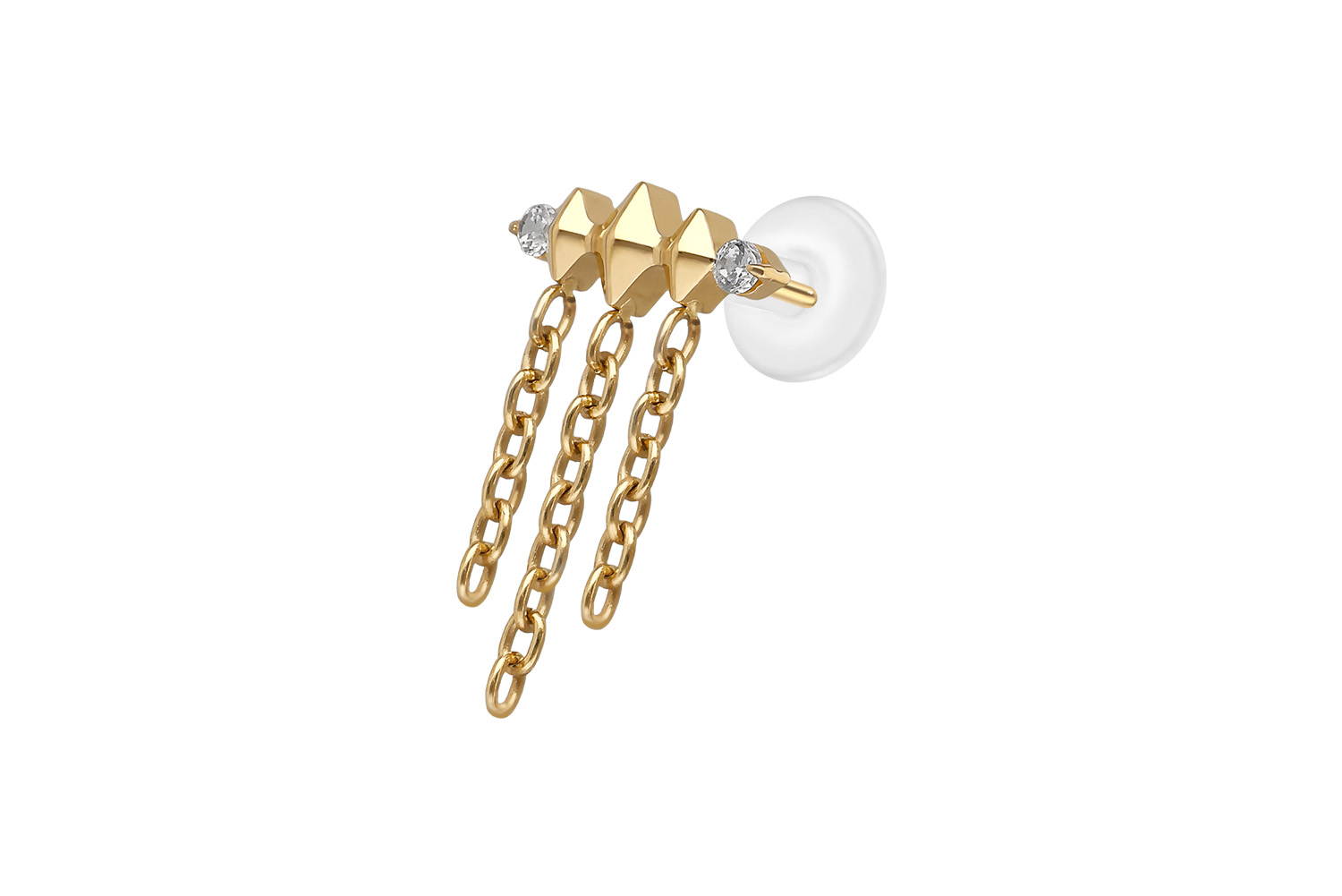 PTFE labret with internal thread + titanium attachment 3 RHOMBUSES + CHAINS