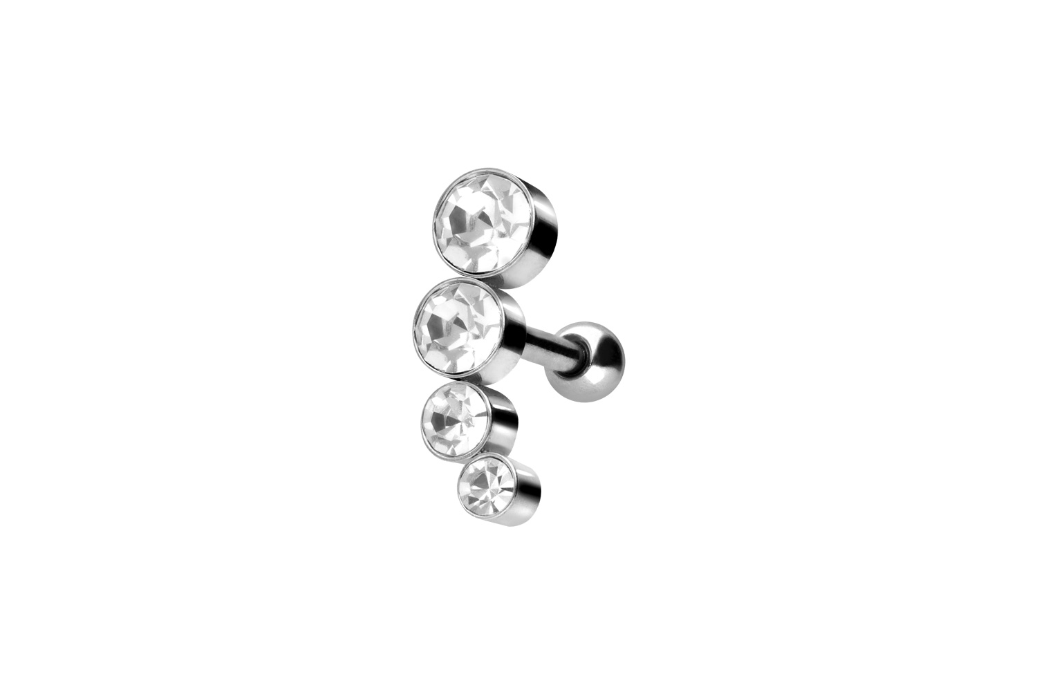 Chirurgenstahl Ohrpiercing 4 KRISTALLE