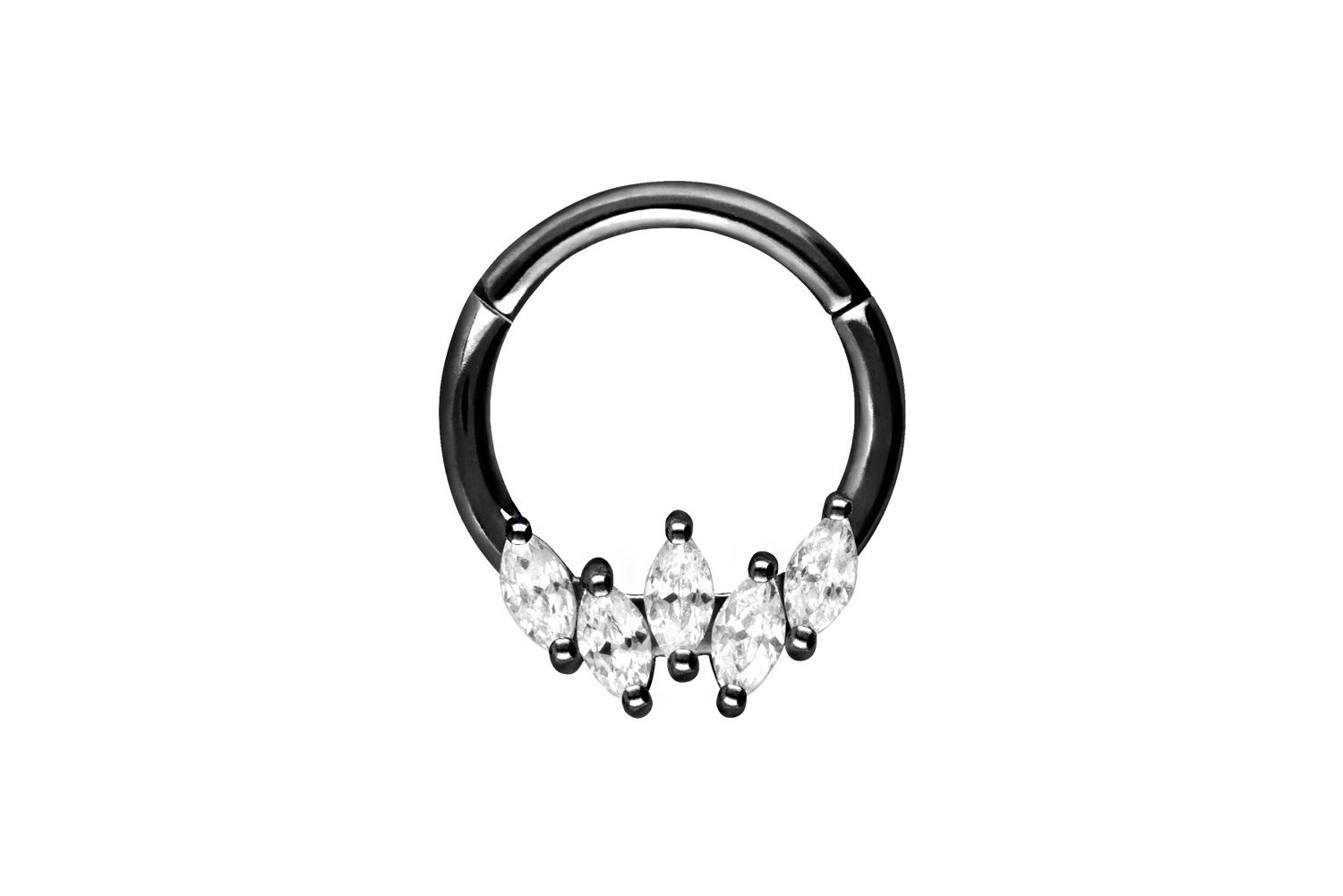 Surgical steel segment ring clicker 5 SETTED CRYSTALS ++SALE++