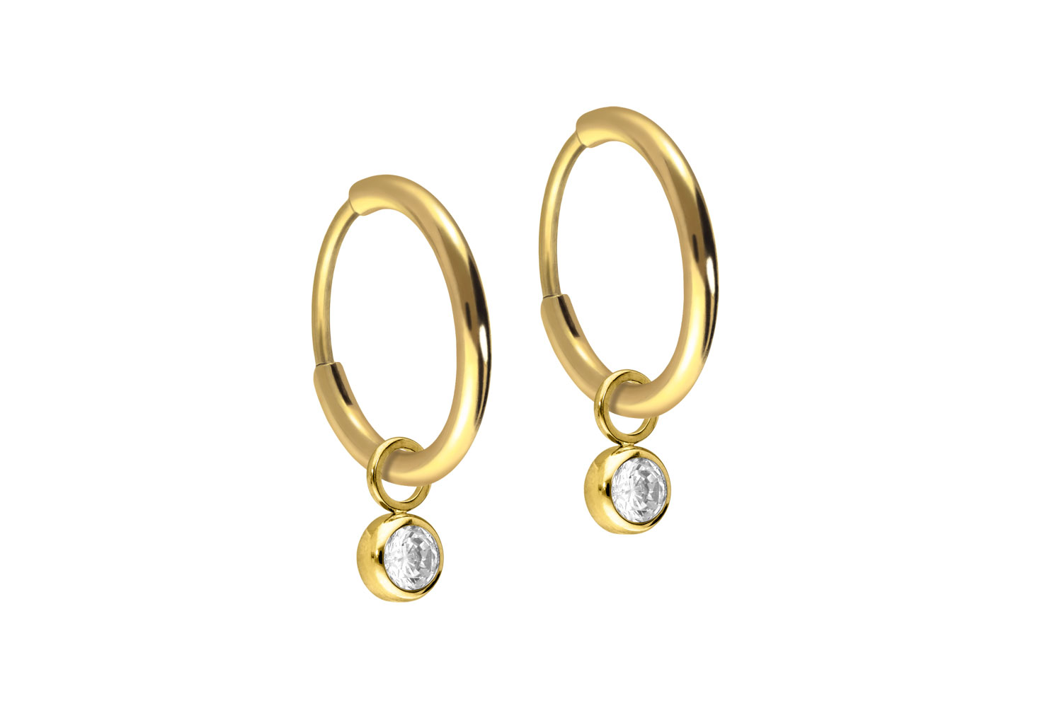 Titanium ear clicker creoles ROUND CRYSTAL