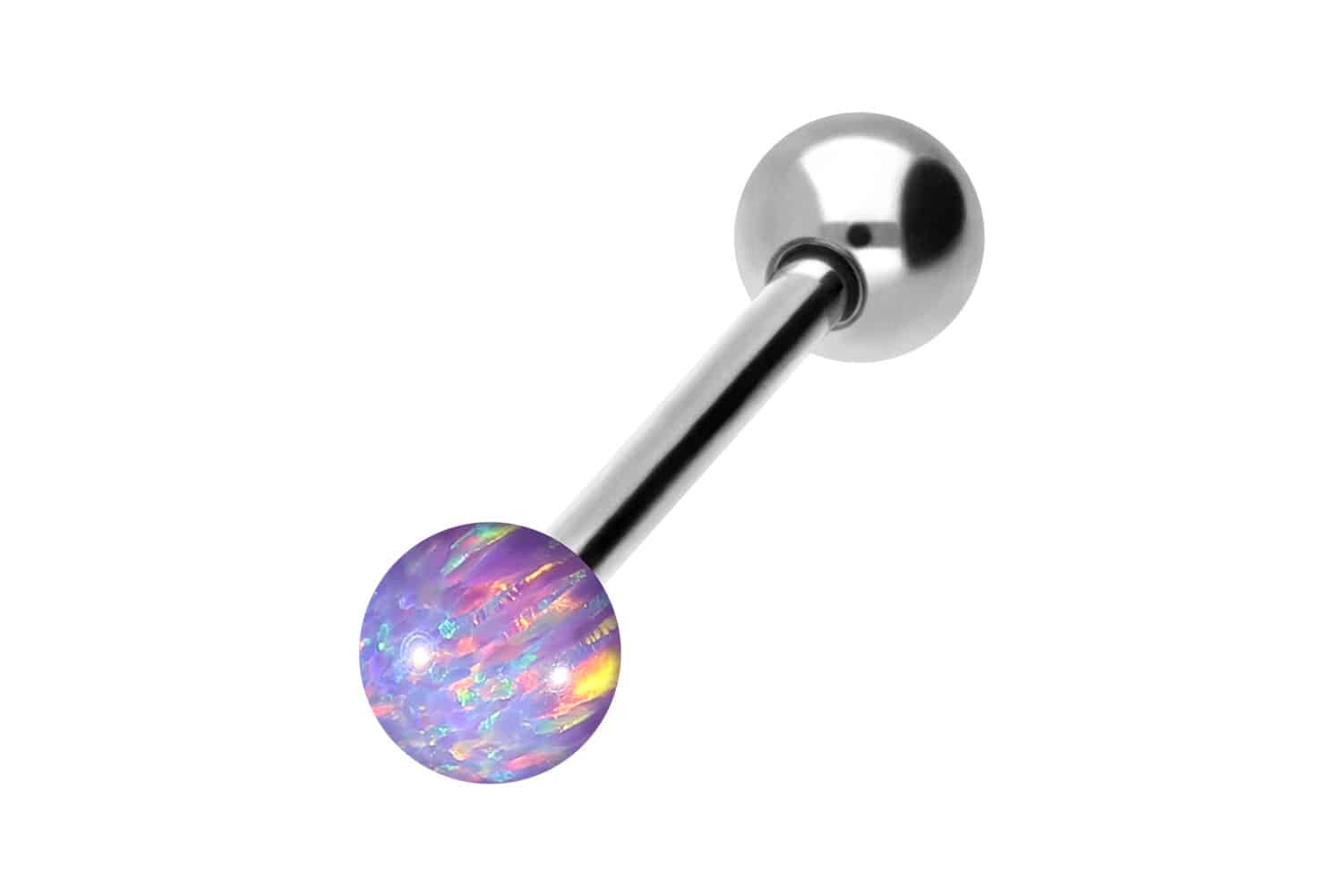 Chirurgenstahl Barbell SYNTHETISCHER OPAL + CHIRURGENSTAHL-KUGEL