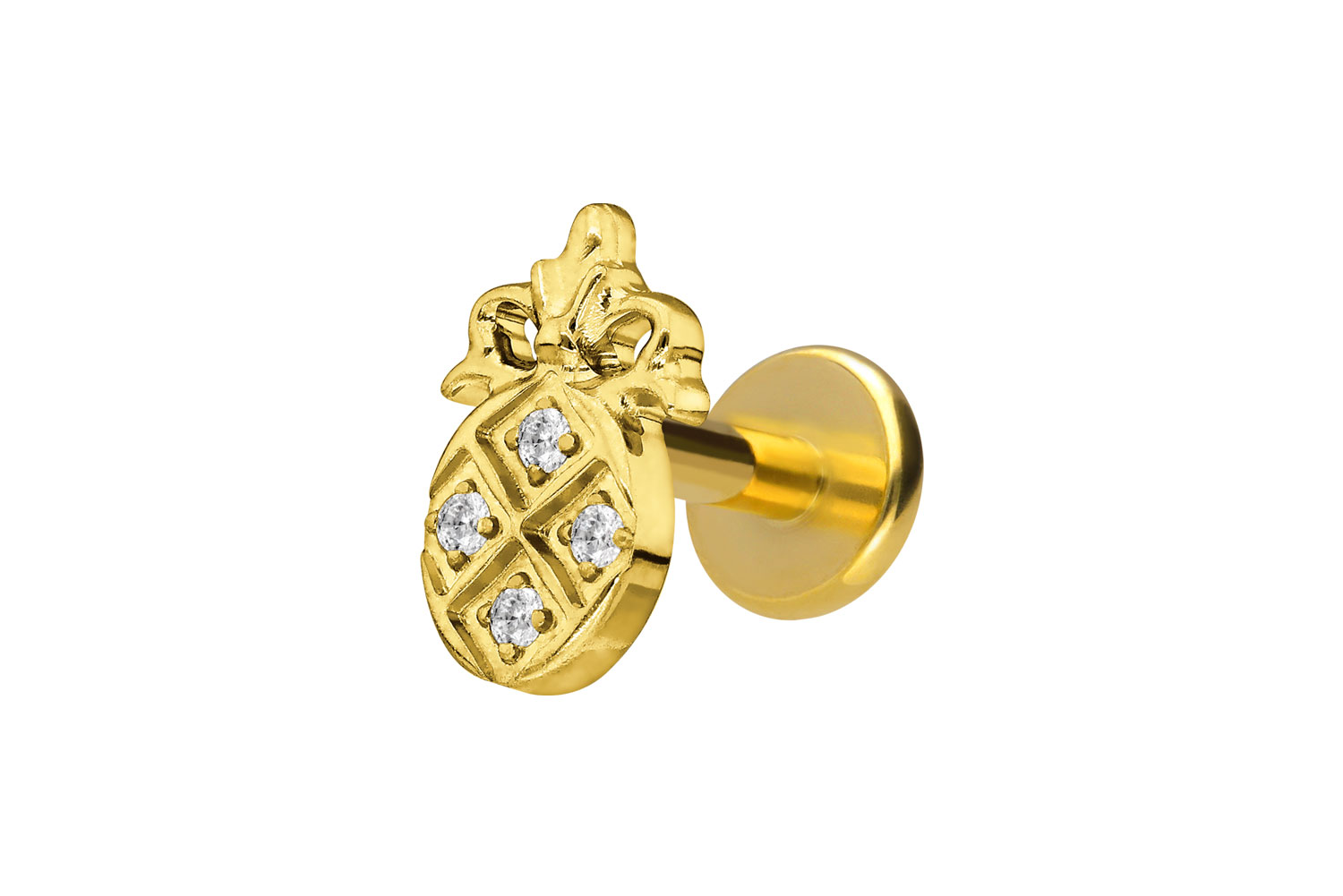 Titanium labret with internal thread CRYSTAL PINEAPPLE