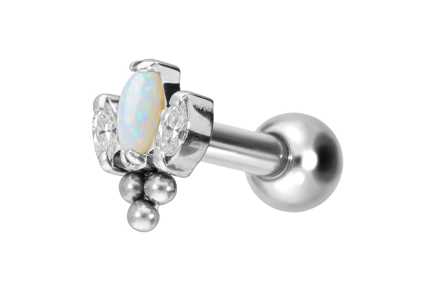 Titan Ohrpiercing mit Innengewinde LOTUSBLÜTE + 3 KUGELN