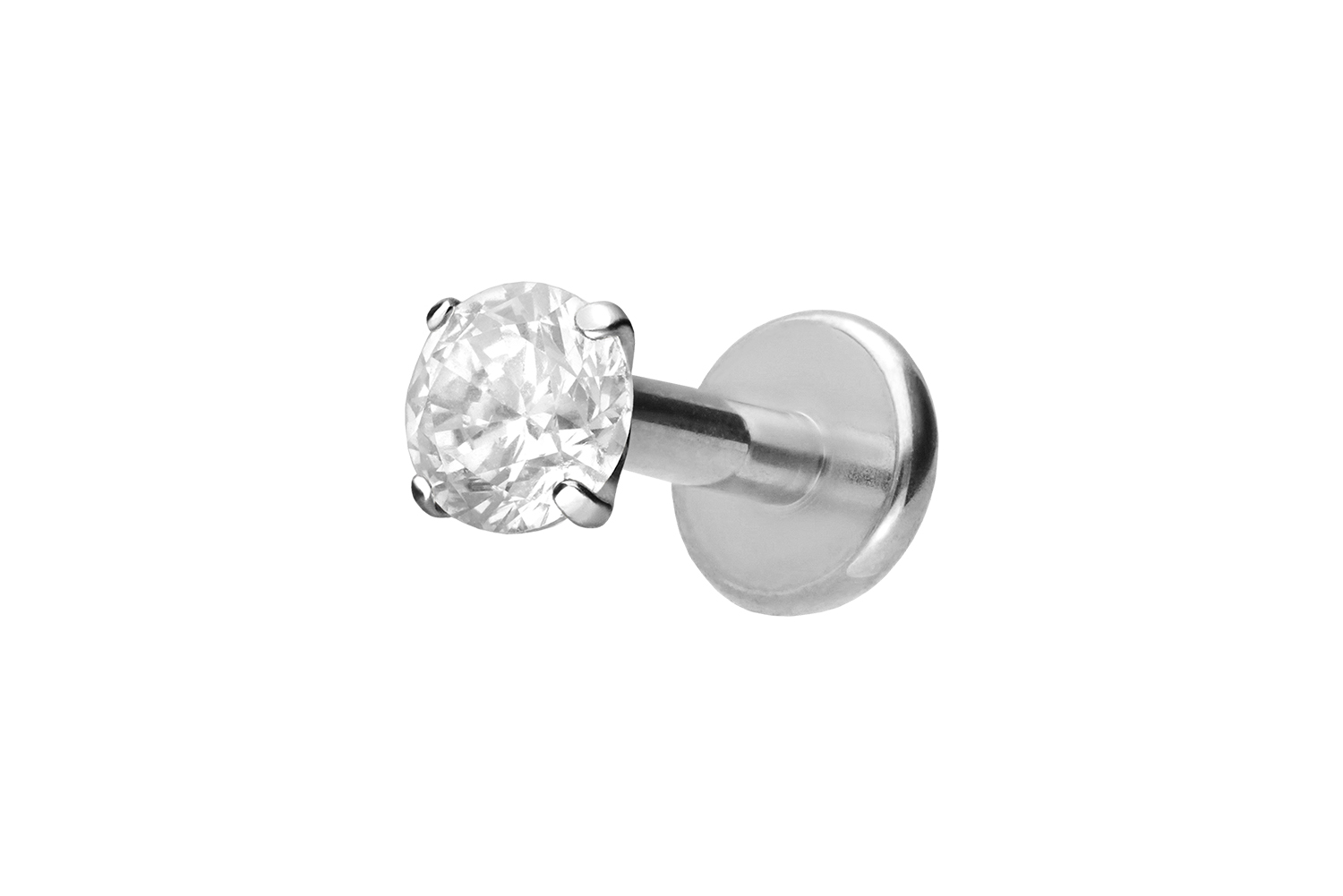 Titan Labret mit Innengewinde EINGEFASSTER KRISTALL