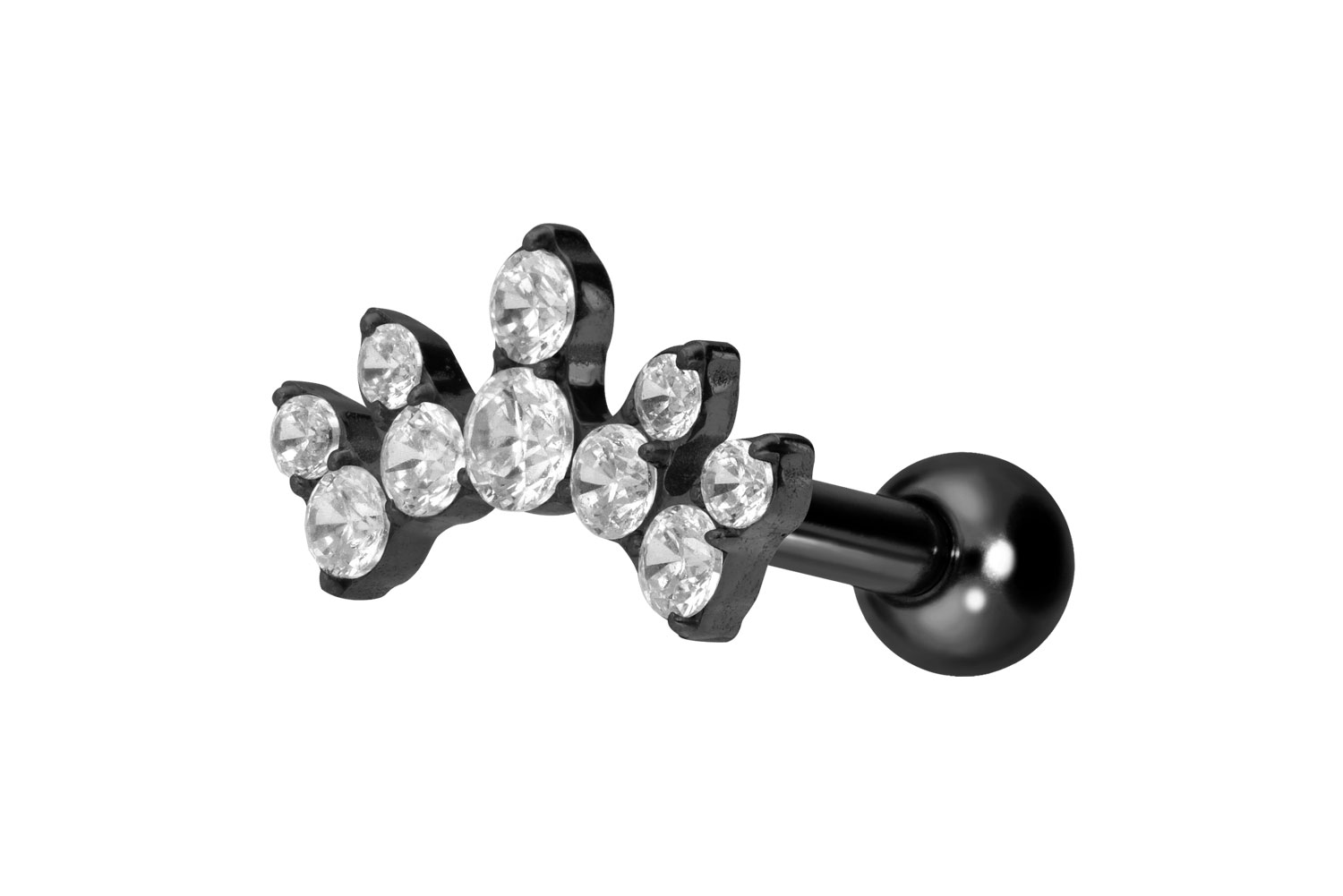 Titanium ear piercing with internal thread CRYSTAL ARCH