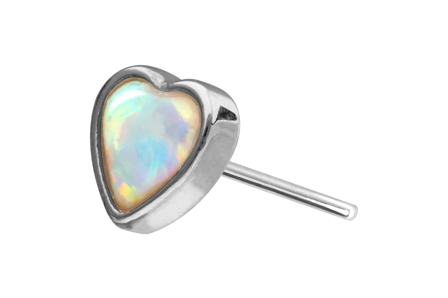 14 carat gold attachment with titanium push pin SYNTHETIC OPAL HEART
