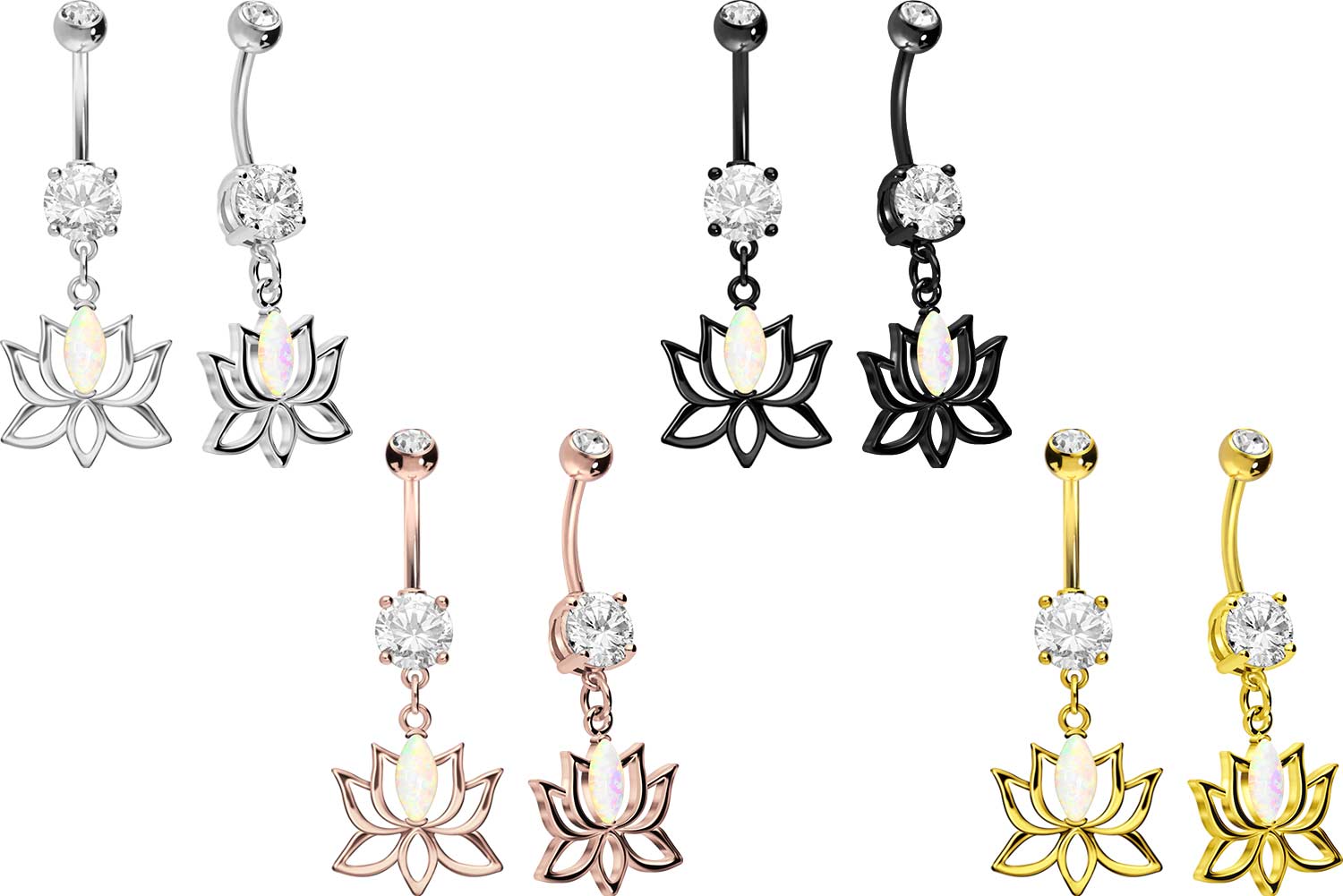 Surgical steel bananabell brass design LOTUS BLOSSOM + SYNTHETIC OPAL ++SALE++