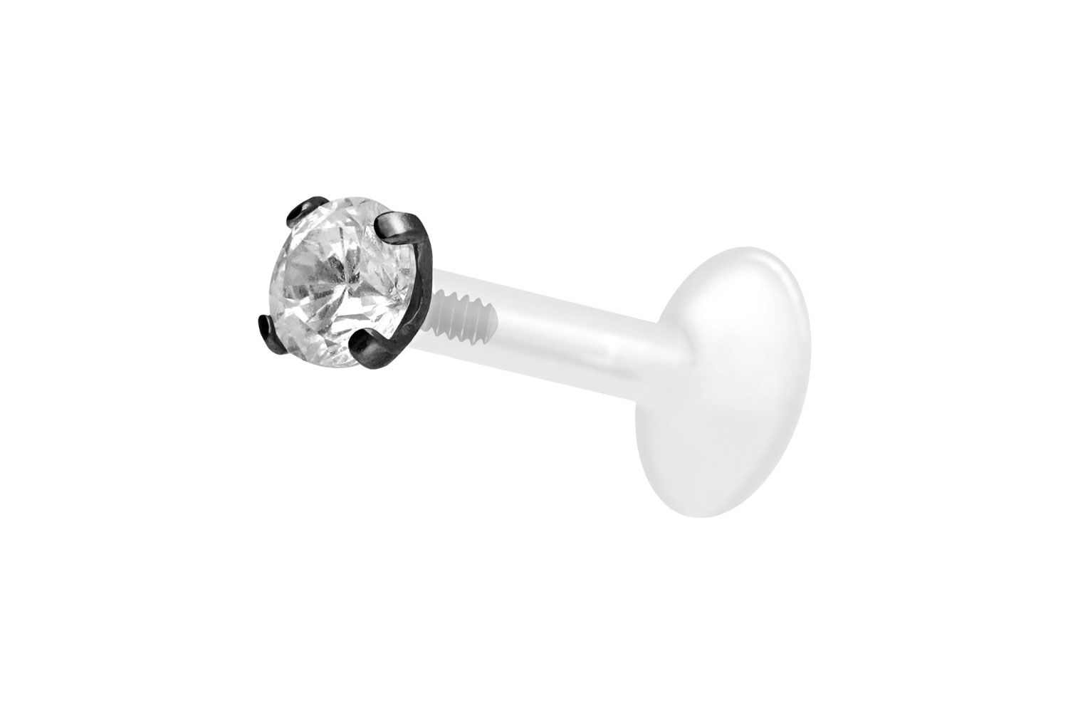 PTFE Labret mit Innengewinde + Titan-Aufsatz EINGEFASSTER KRISTALL